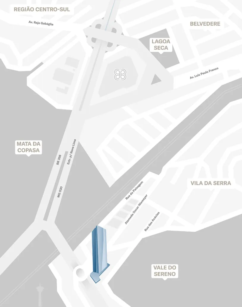 Mapa de localização do Concórdia Corporate em Nova Lima